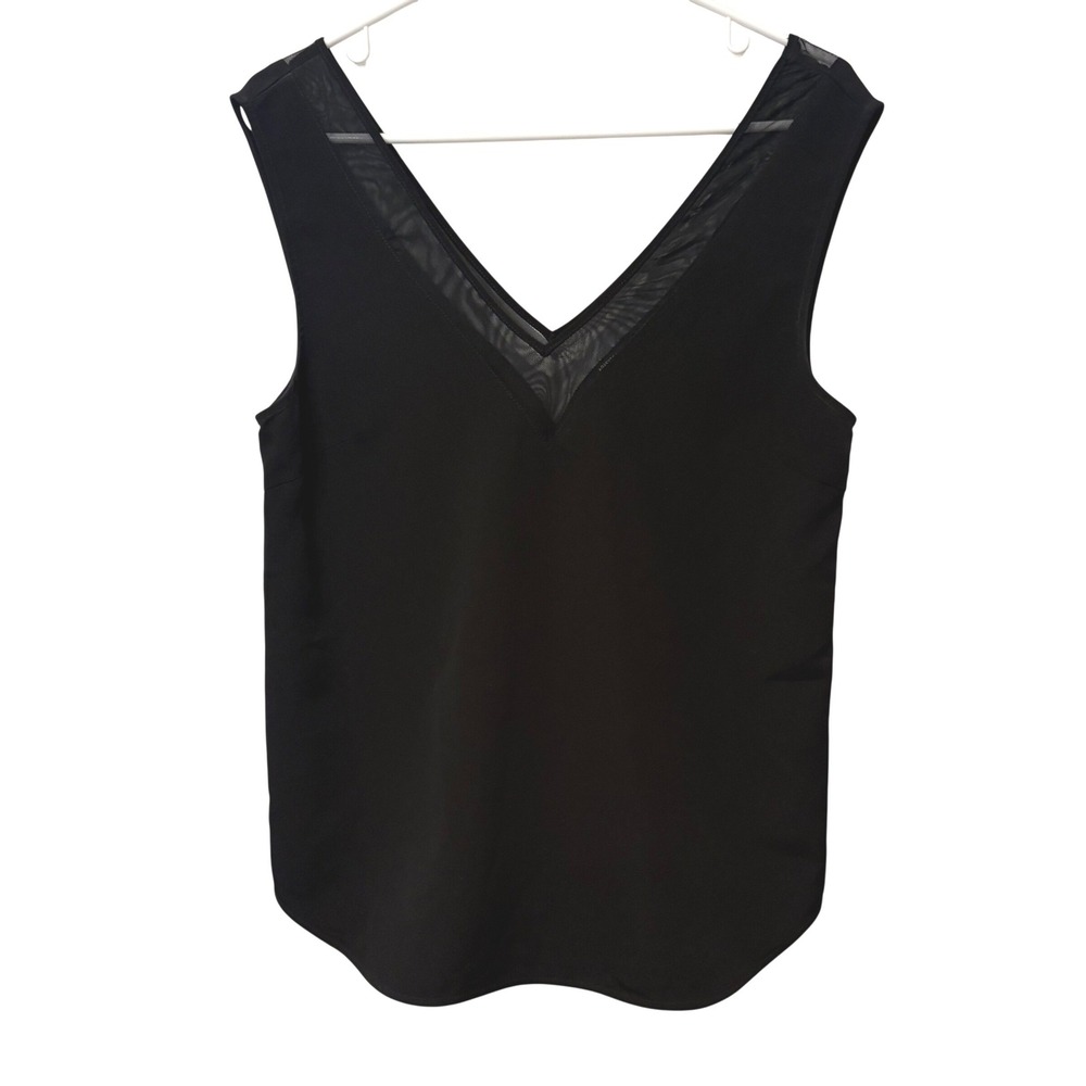 Forever 21 Tank Top Women S Black Mesh V-Neck Sleeveless Woven Blouse